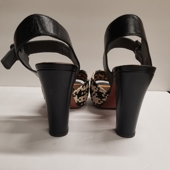 Like New Chie Mihara Black and White Woven Platform Heels - Picture 3 of 6